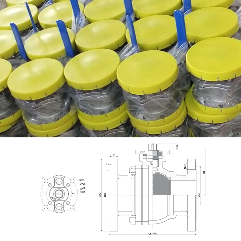 Dico CE ANSI 150-300lb Wcb/CF8/CF3m with Symbol Mounting Pad 2PC Flange Floating Ball Valve